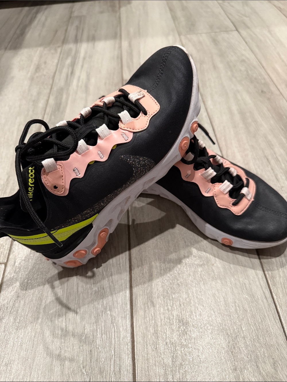 Nike Women’s Black and Pink Athletic Sneakers with Yellow Accent